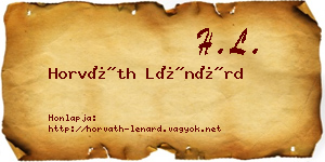 Horváth Lénárd névjegykártya